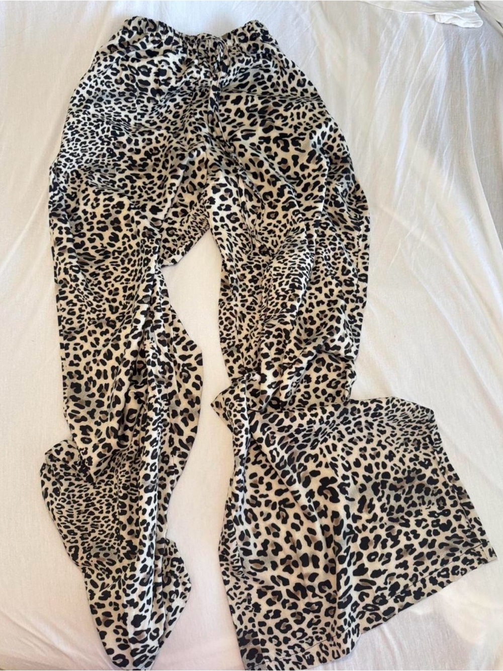 Leopard Print Wide Leg Pants - Neutral Animal Print